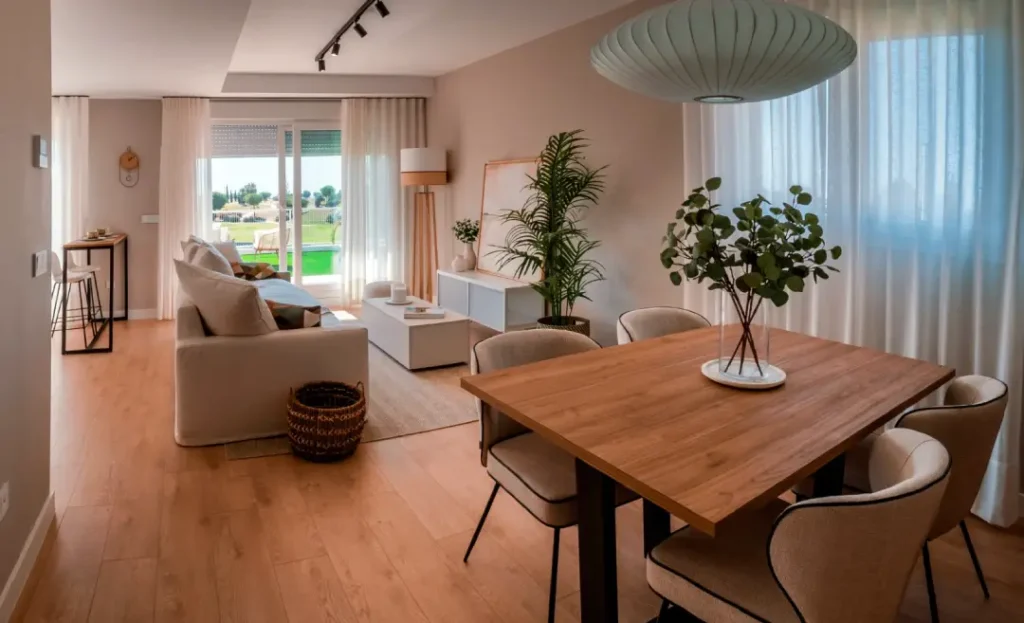 Vista del salón en una reforma integral de una casa en Sevilla